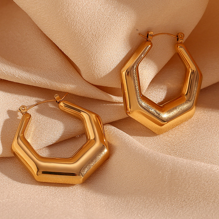 1 Paar einfache, schlichte, klassische Ohrringe mit geometrischer Beschichtung aus Edelstahl mit 18-Karat-Vergoldung
