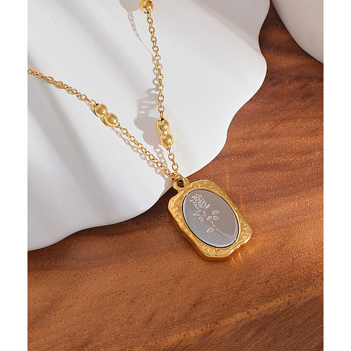 Retro Rose Stainless Steel Plating Pendant Necklace 1 Piece