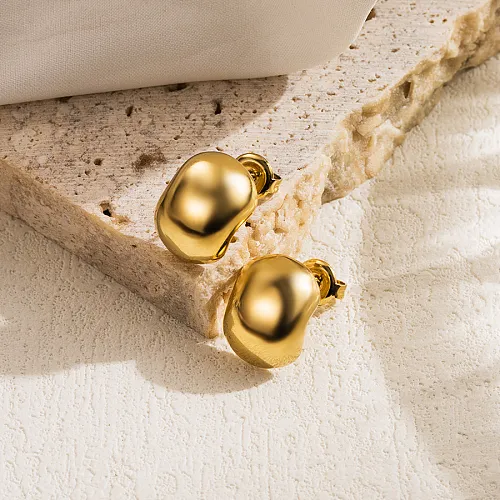 1 Pair Casual Heart Shape Solid Color Plating Stainless Steel  14K Gold Plated Ear Studs