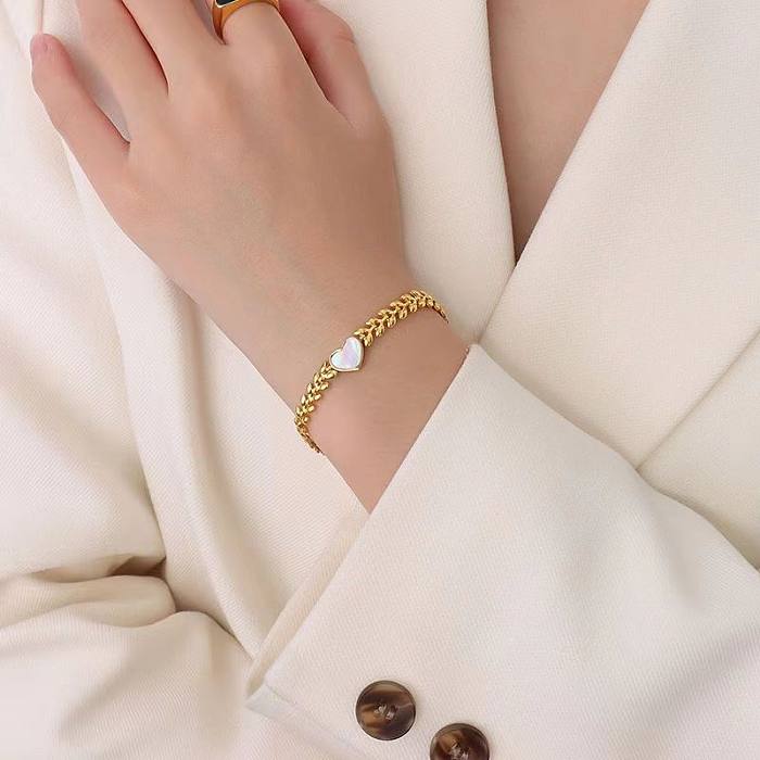 Glam Sexy Round Heart Shape Titanium Steel Plating 18K Gold Plated Silver Plated Bracelets