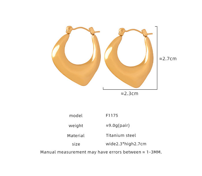1 paire de boucles d'oreilles élégantes en acier inoxydable plaqué or 18 carats avec placage géométrique