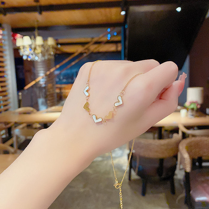 Chaîne à pampilles en acier inoxydable en forme de cœur de Style coréen, collier en or incrusté 1 pièce