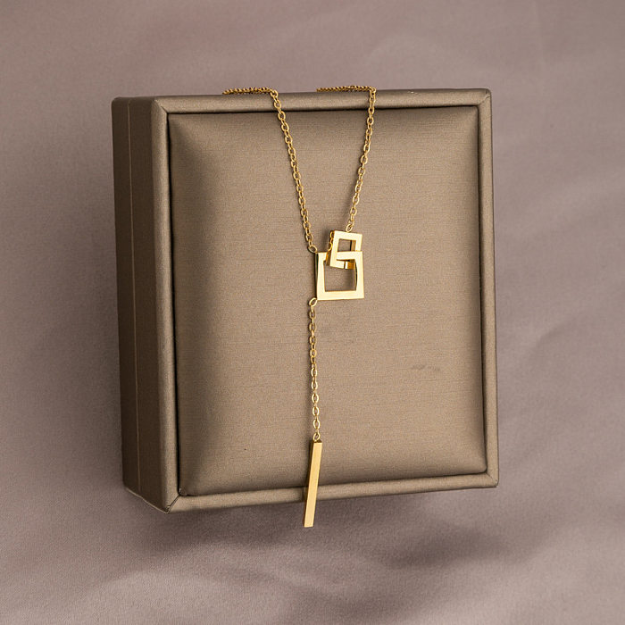 Modische geometrische Edelstahl-Metall-Halskette, 1 Stück