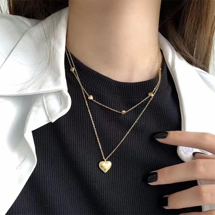 Casual Elegant Heart Shape Stainless Steel  Stainless Steel Layered Necklaces