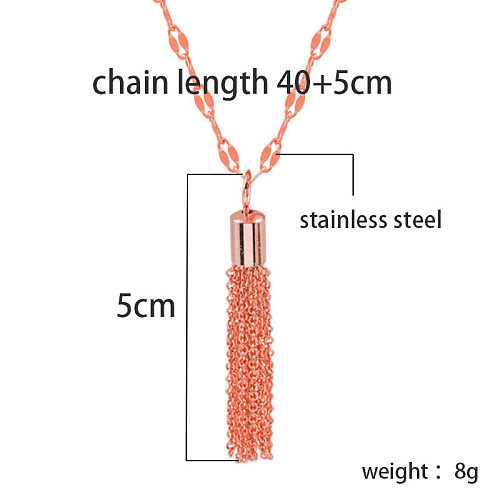 Ethnic Style Tassel Stainless Steel Inlaid Gold Pendant Necklace 1 Piece