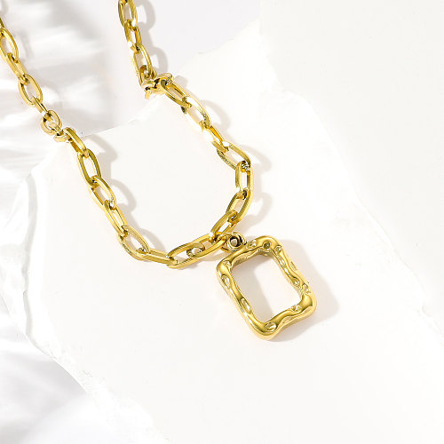 1 estilo frio real banhado a ouro oco quadrado pingente colar presente de festa feminino