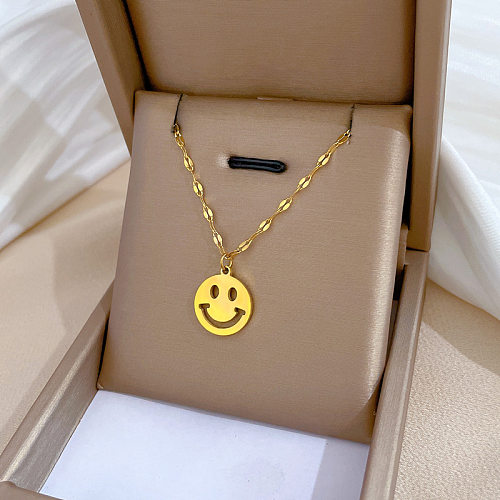 Großhandel Halskette mit Smiley-Anhänger aus Edelstahl im klassischen Stil