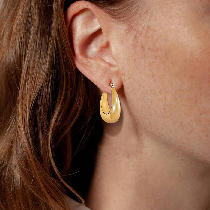 1 Paar schlichte, einfarbige Ohrringe aus Edelstahl mit 18-Karat-Vergoldung
