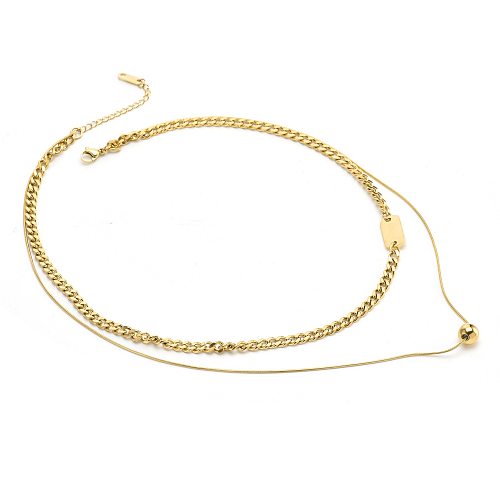 Retro Simple Style Geometric Stainless Steel Layered Necklaces