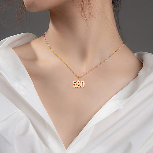 Fashion Number Stainless Steel Plating Pendant Necklace 1 Piece