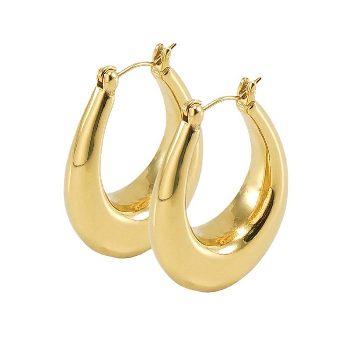 Fashion Oval Stainless Steel  Plating Earrings 1 Pair
