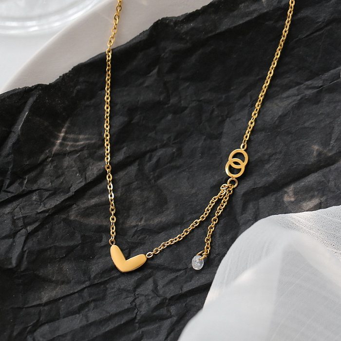Simple Style Heart Shape Stainless Steel Plating Gold Plated Necklace