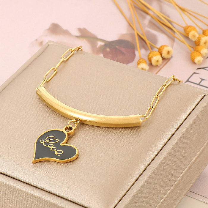 Modern Style Sun Palm Heart Shape Stainless Steel  Stainless Steel Plating 18K Gold Plated Pendant Necklace
