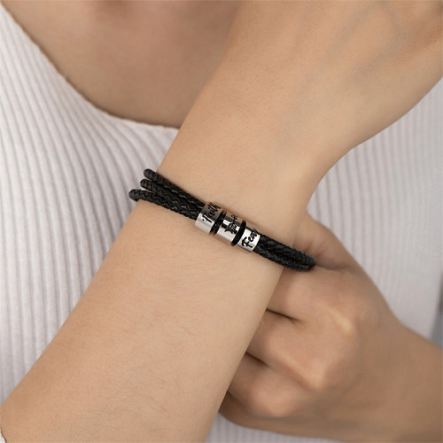 Bracelets décontractés en acier inoxydable avec lettres en vrac