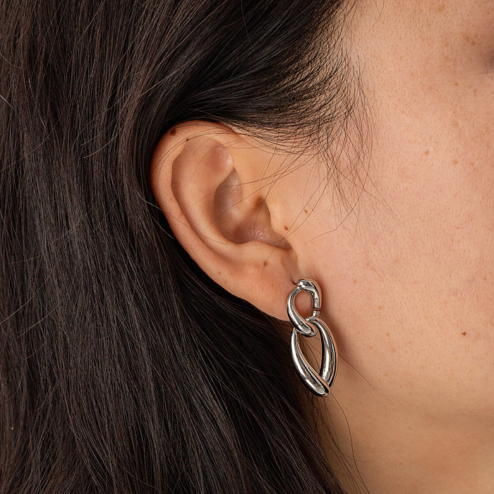 1 paire de boucles d'oreilles pendantes en acier inoxydable plaqué or 18 carats, style Simple et irrégulier, Style IG