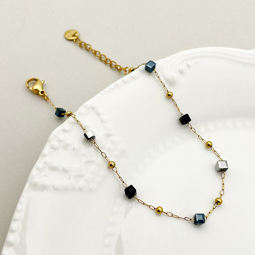Bracelets plaqués or de placage d'acier inoxydable de couleur unie de style simple