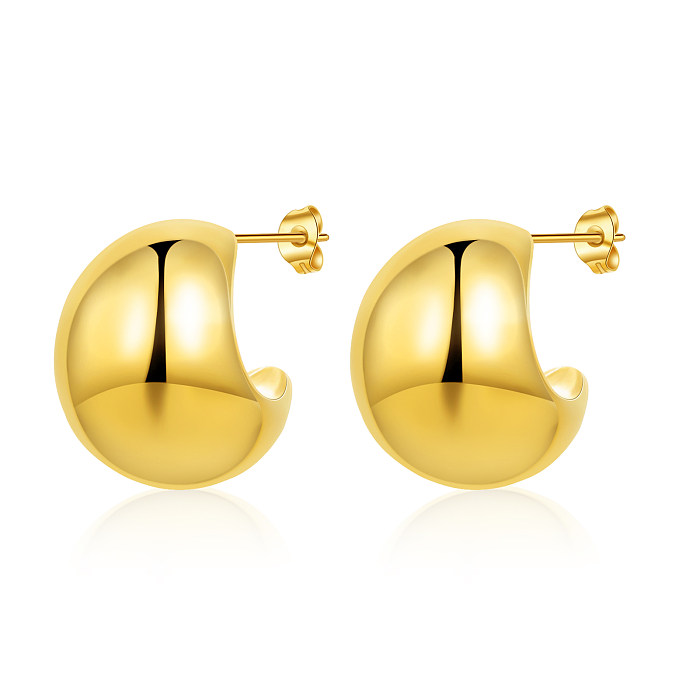 1 Piece Simple Style Solid Color Plating Stainless Steel  Gold Plated Ear Studs