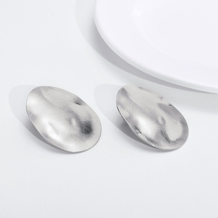 1 paire de clous d'oreilles ovales de Style INS, plaqués en acier inoxydable, plaqués or 18 carats