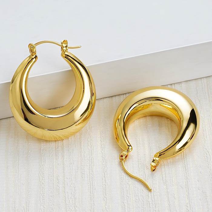 1 Pair Simple Style Commute U Shape Solid Color Plating Stainless Steel  18K Gold Plated Earrings