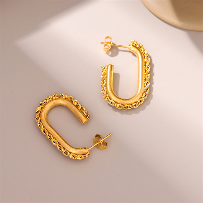 1 Pair Retro U Shape Plating Stainless Steel  18K Gold Plated Ear Studs