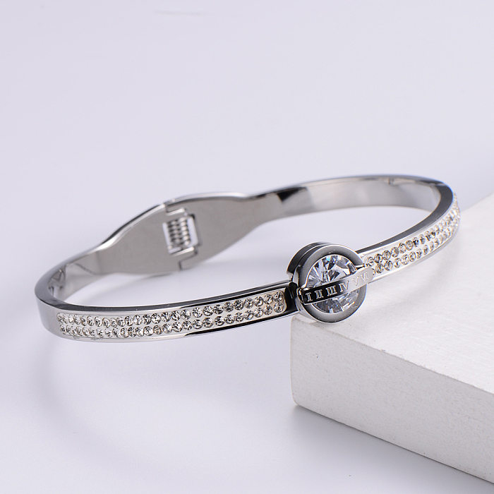 Fashion Diamond Spring Female Roman Numeral Bracelet Stainless Steel Bracelet