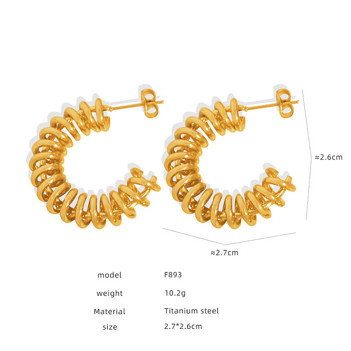 1 par de brincos banhados a ouro 18K estilo IG estilo streetwear com revestimento geométrico de aço inoxidável