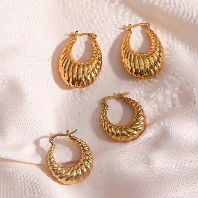 1 Paar einfache, schlichte, klassische Ohrringe mit geometrischer Beschichtung aus Edelstahl mit 18-Karat-Vergoldung