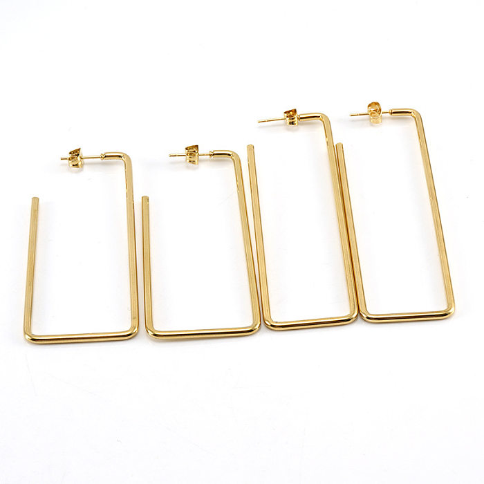 Simple Style Square Stainless Steel  Ear Studs Polishing Plating Stainless Steel  Earrings