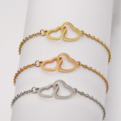 Sweet Heart Shape Stainless Steel Hollow Out 18K Gold Plated Rose Gold Plated Bracelets