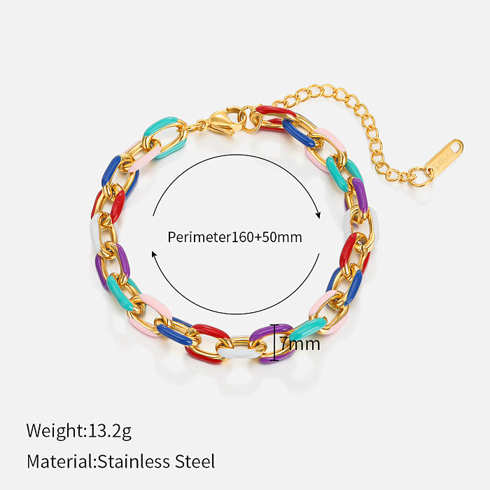 Fashion Color Block Stainless Steel Enamel Bracelets 1 Piece