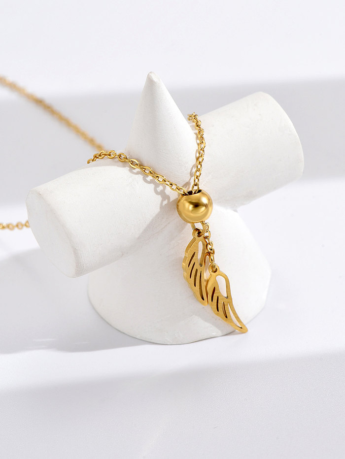 1 Piece Fashion Feather Wings Stainless Steel  Pendant Necklace