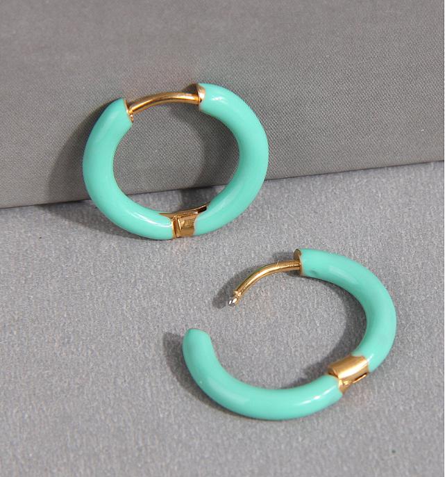 1 Pair Simple Style Round Solid Color Stainless Steel  Hoop Earrings