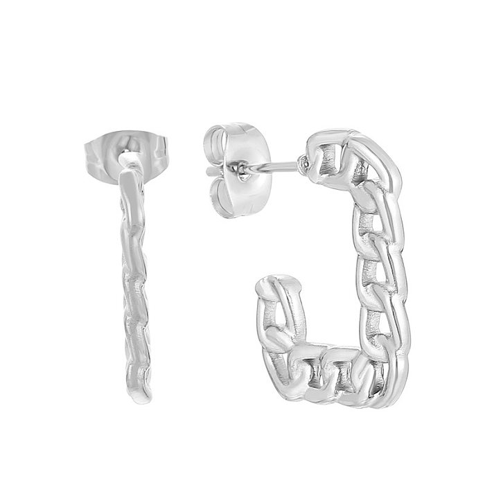 Fashion Solid Color Stainless Steel  Plating Hollow Out Ear Studs 1 Pair