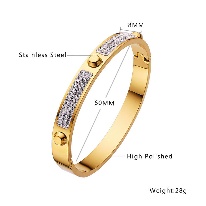 Bracelet de pierres précieuses artificielles en acier titane de couleur unie de style moderne en vrac