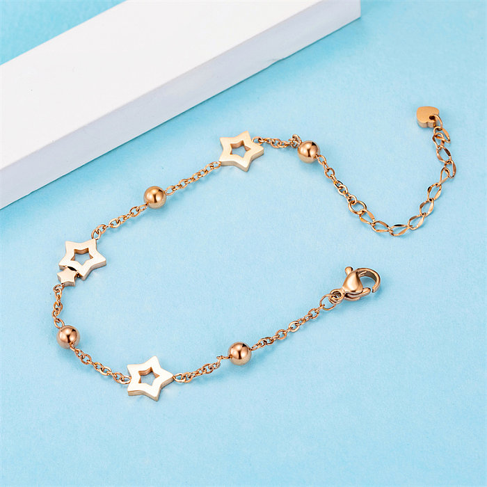 Casual Simple Style Classic Style Pentagram Stainless Steel Titanium Steel Polishing Plating Rose Gold Plated Gold Plated Bracelets