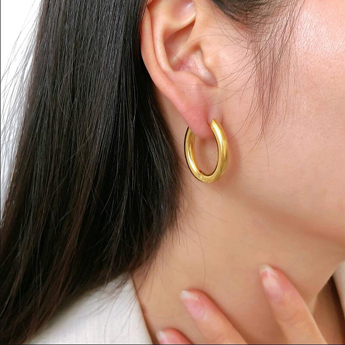 1 Pair Simple Style U Shape Stainless Steel Plating Earrings