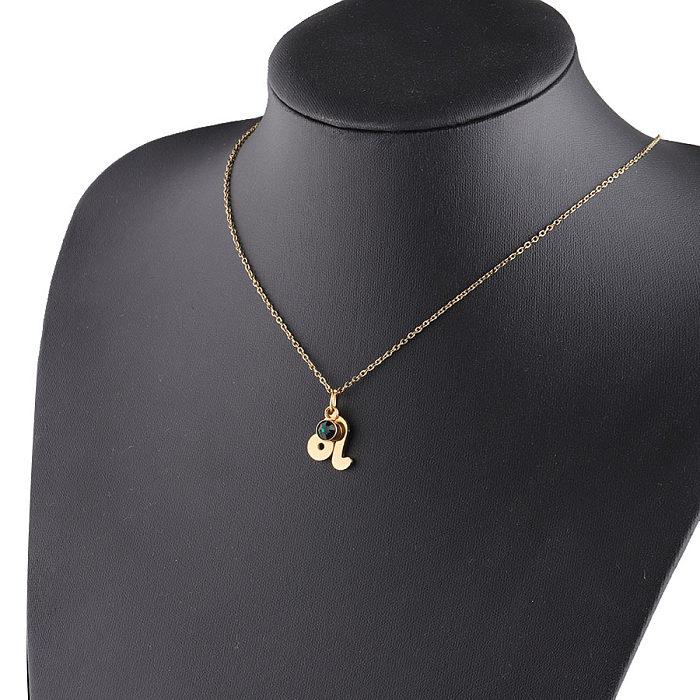 Goldene Zwölf Sternbilder-Halskette aus Edelstahl mit Glücksbringer-Geburtssteinen