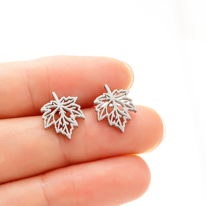 1 Pair Simple Style Flower Plating Stainless Steel  Ear Studs