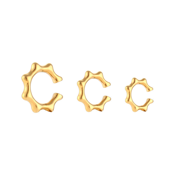 Hip Hop Style Stainless Steel  Plated 18K Rivet Shape Three-Piece Ear Clip