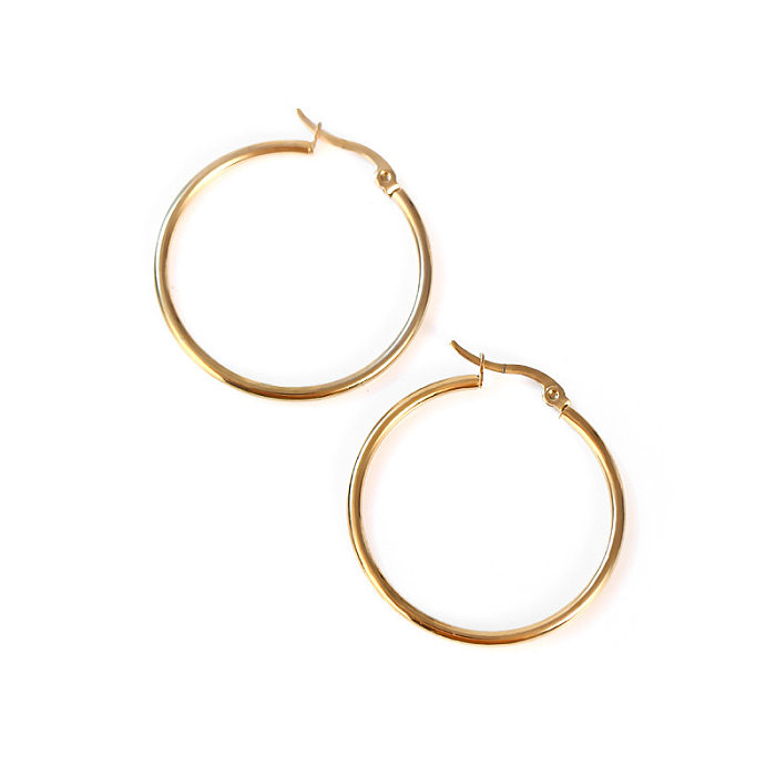 Boucles d'oreilles plaquées en acier inoxydable, style simple, cercle, 1 paire