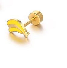 Clous d'oreilles plaqués en acier inoxydable banane de style simple 1 pièce