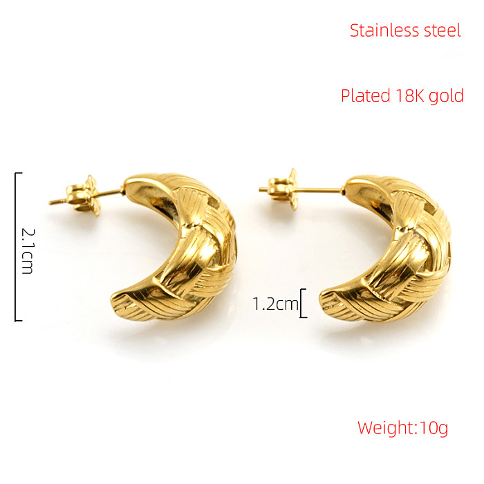 Simple Style C Shape Stainless Steel  Plating 18K Gold Plated Ear Studs
