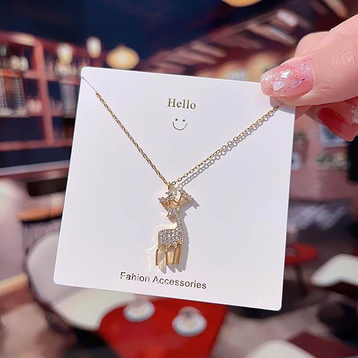 Casual Simple Style Dreamcatcher Bear Lock Stainless Steel Copper Plating Inlay Opal Zircon Pendant Necklace