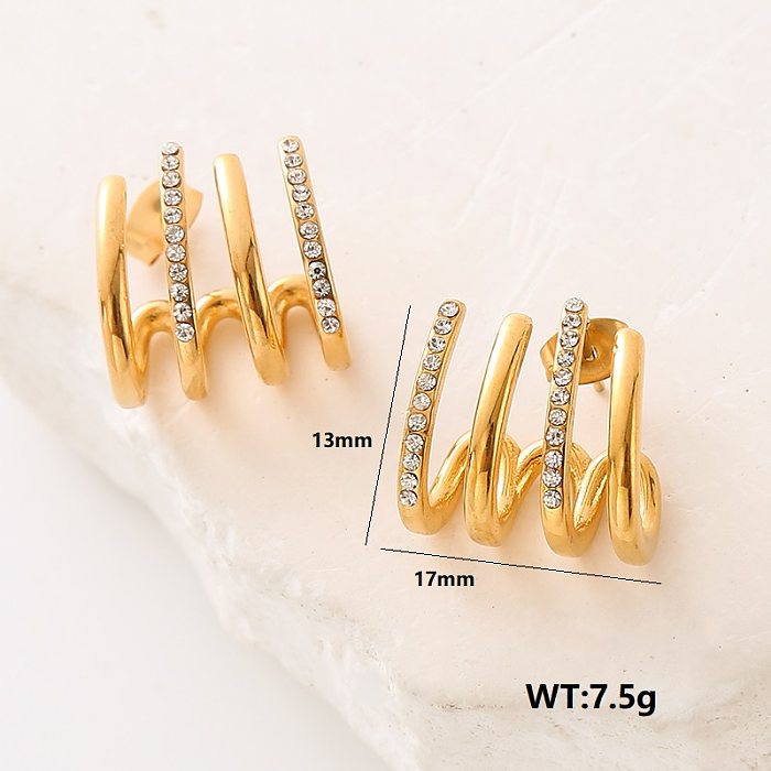 1 par streetwear pata impressão chapeamento incrustação de aço inoxidável pérolas artificiais diamante artificial 24k brincos banhados a ouro