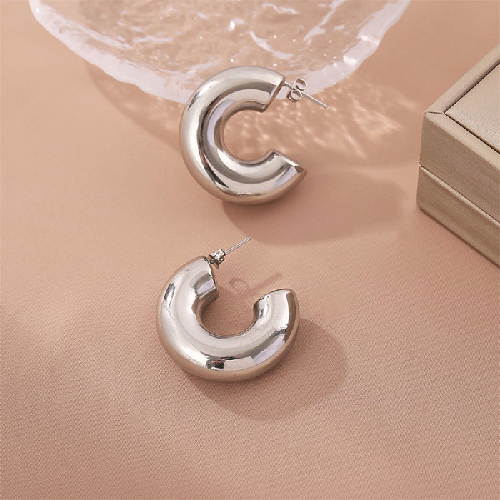 1 Pair Simple Style C Shape Stainless Steel  Stainless Steel Plating Ear Studs