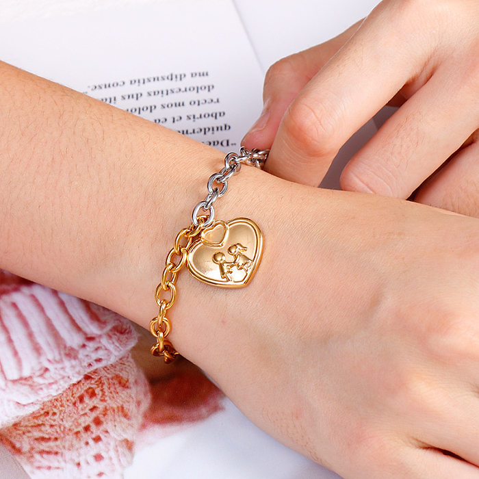 Bracelet en acier inoxydable avec pendentif en forme de cœur pour Couple, mode européenne et américaine