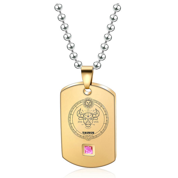 Einfache Halskette mit Sternbild-Anhänger aus Edelstahl mit 18-Karat-Vergoldung