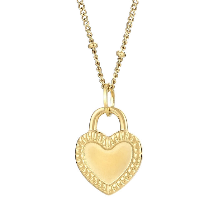 قلادة على شكل قلب من الفولاذ المقاوم للصدأ مطلية بالذهب عيار 18 قيراط على شكل قلب على الطراز الحديث