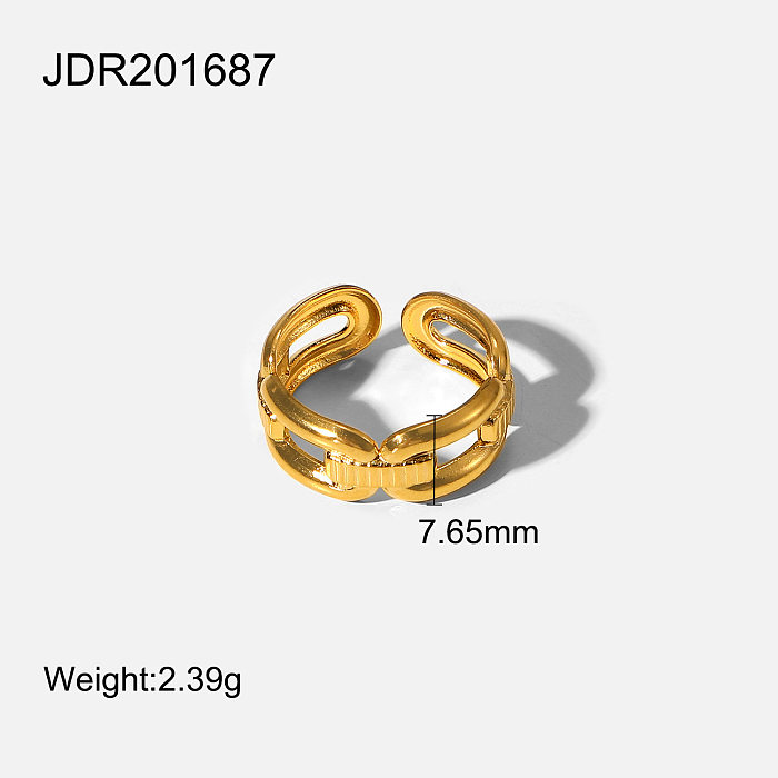Boucles d'oreilles en forme de C avec chaîne à boucle en forme de grain de café en acier inoxydable en or 18 carats, anneau ouvert