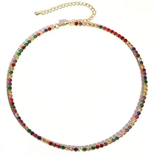 Luxurious Geometric Stainless Steel Inlay Zircon 18K Gold Plated Necklace